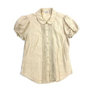 Liz Claiborne Natural Linen Short Sleeve Blouse